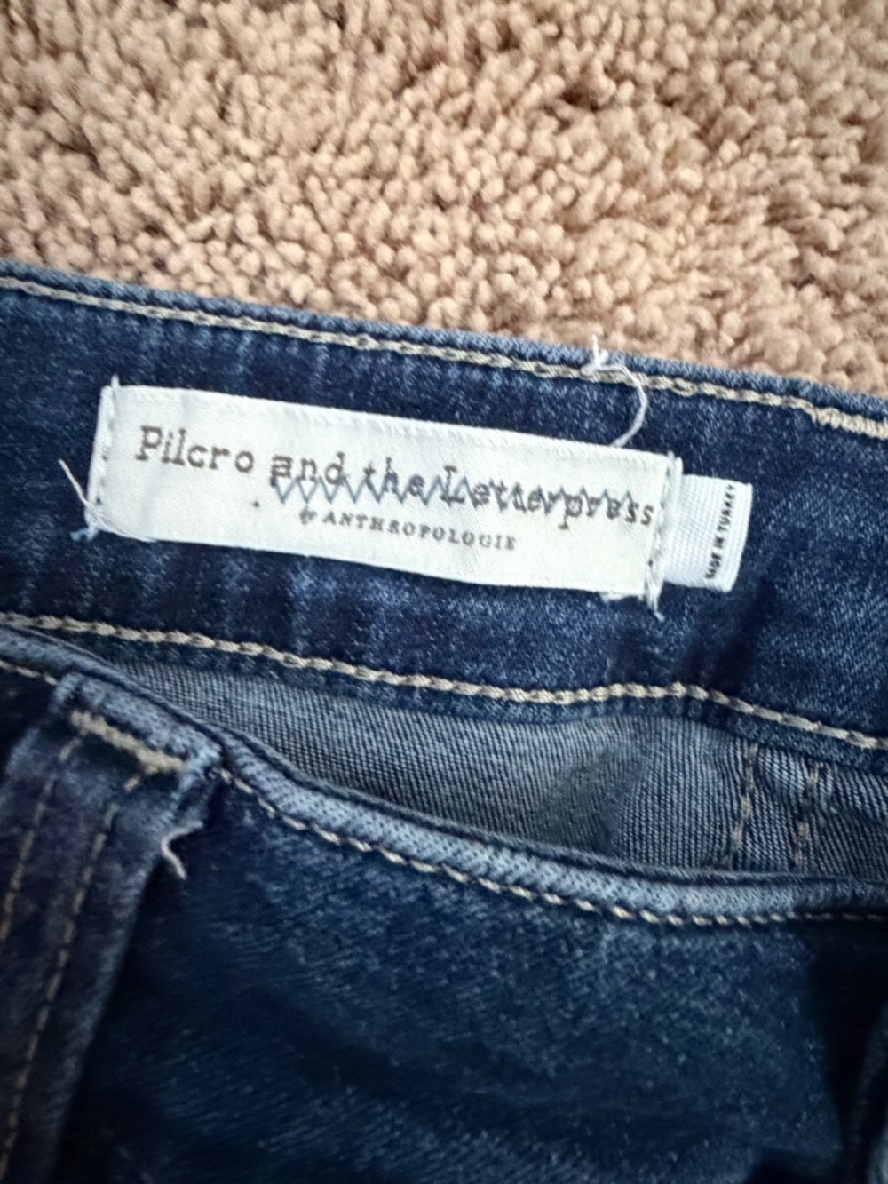32 Anthropologie pilcro high rise slim long Dark Blue Denim Jean Shorts - Picture 3 of 10